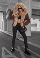 Zamszowa Jacke z futerkiem Honey Autumn Schwarz