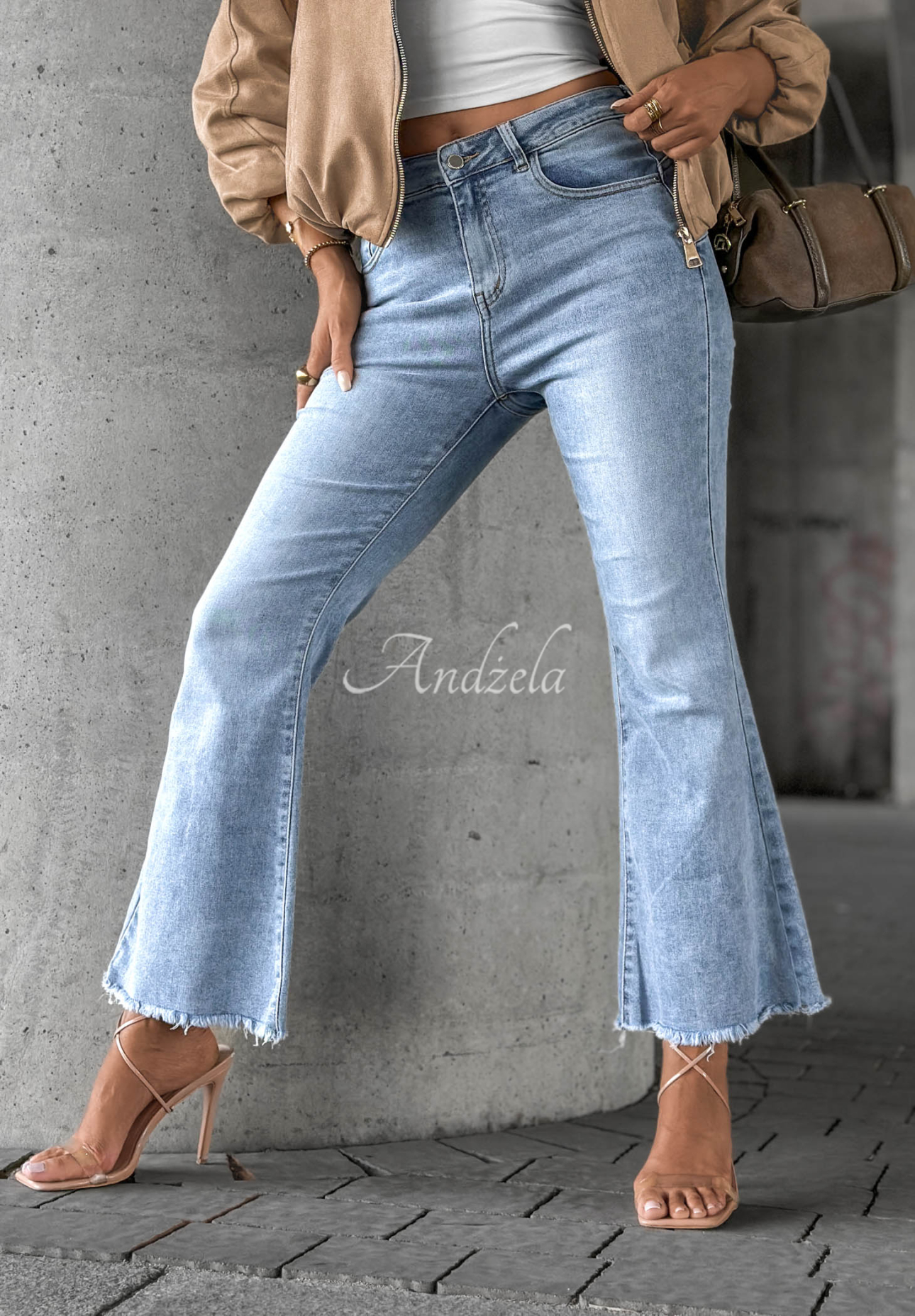 Schlaghose aus Denim Modern Classic Hellblau