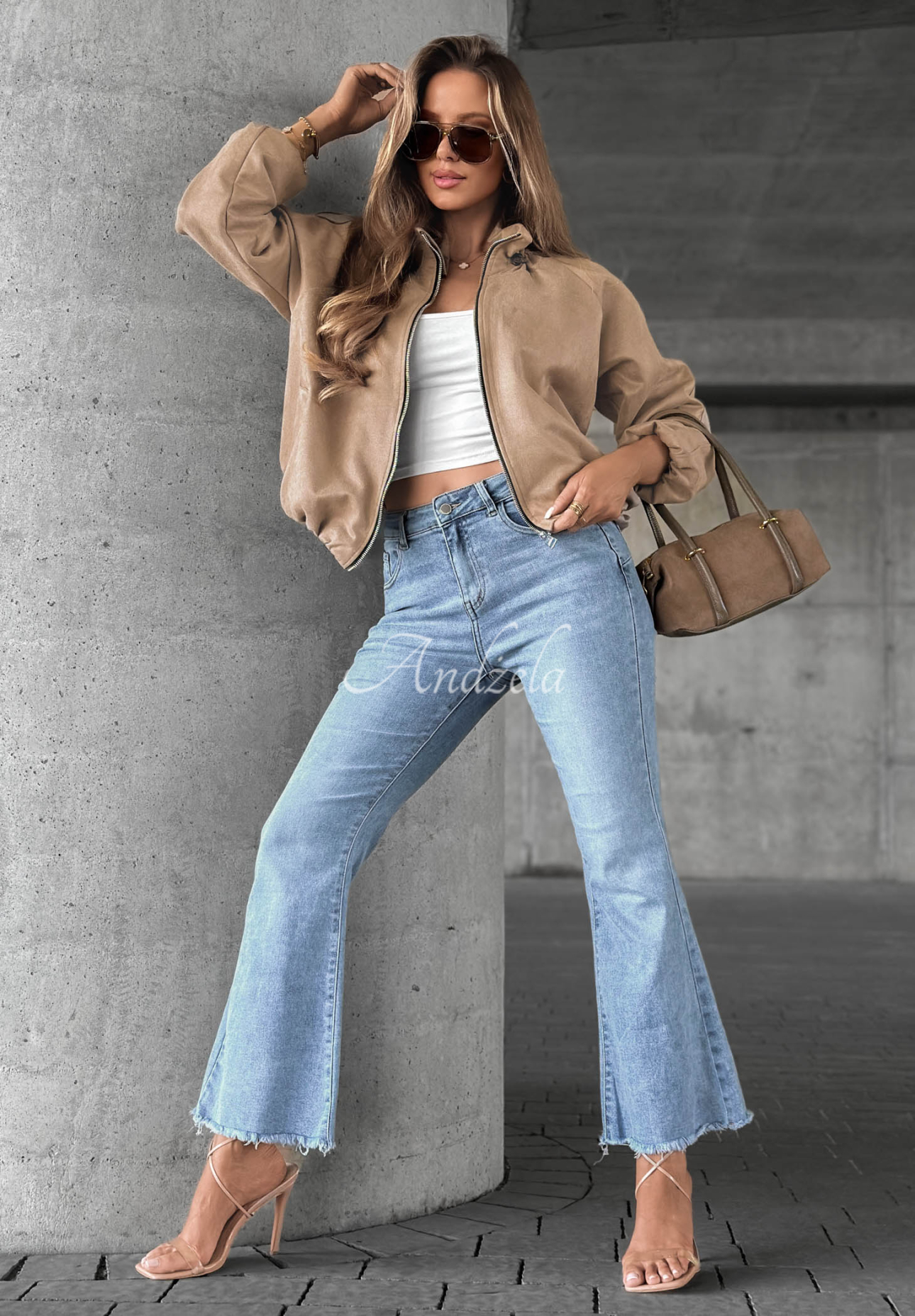 Schlaghose aus Denim Modern Classic Hellblau