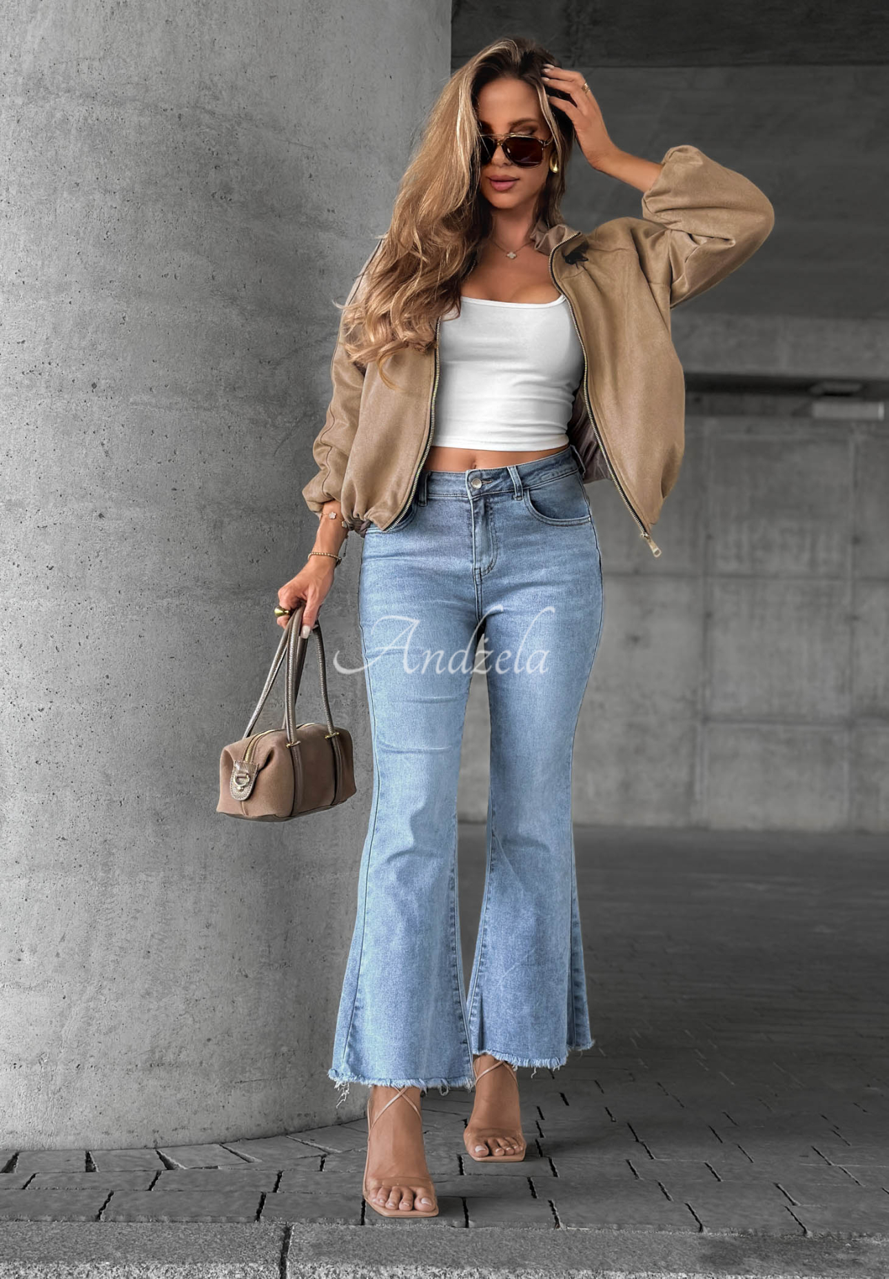 Schlaghose aus Denim Modern Classic Hellblau