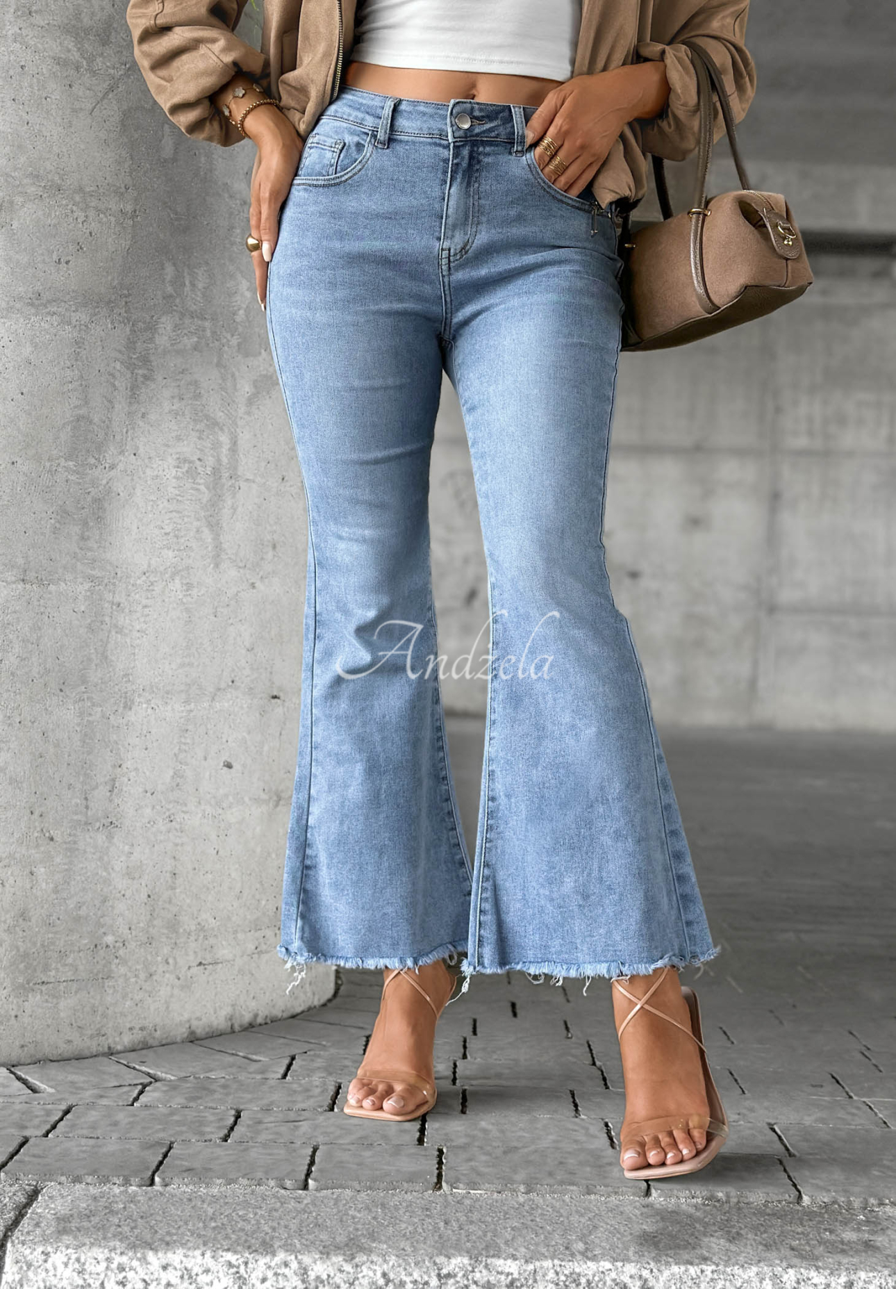 Schlaghose aus Denim Modern Classic Hellblau