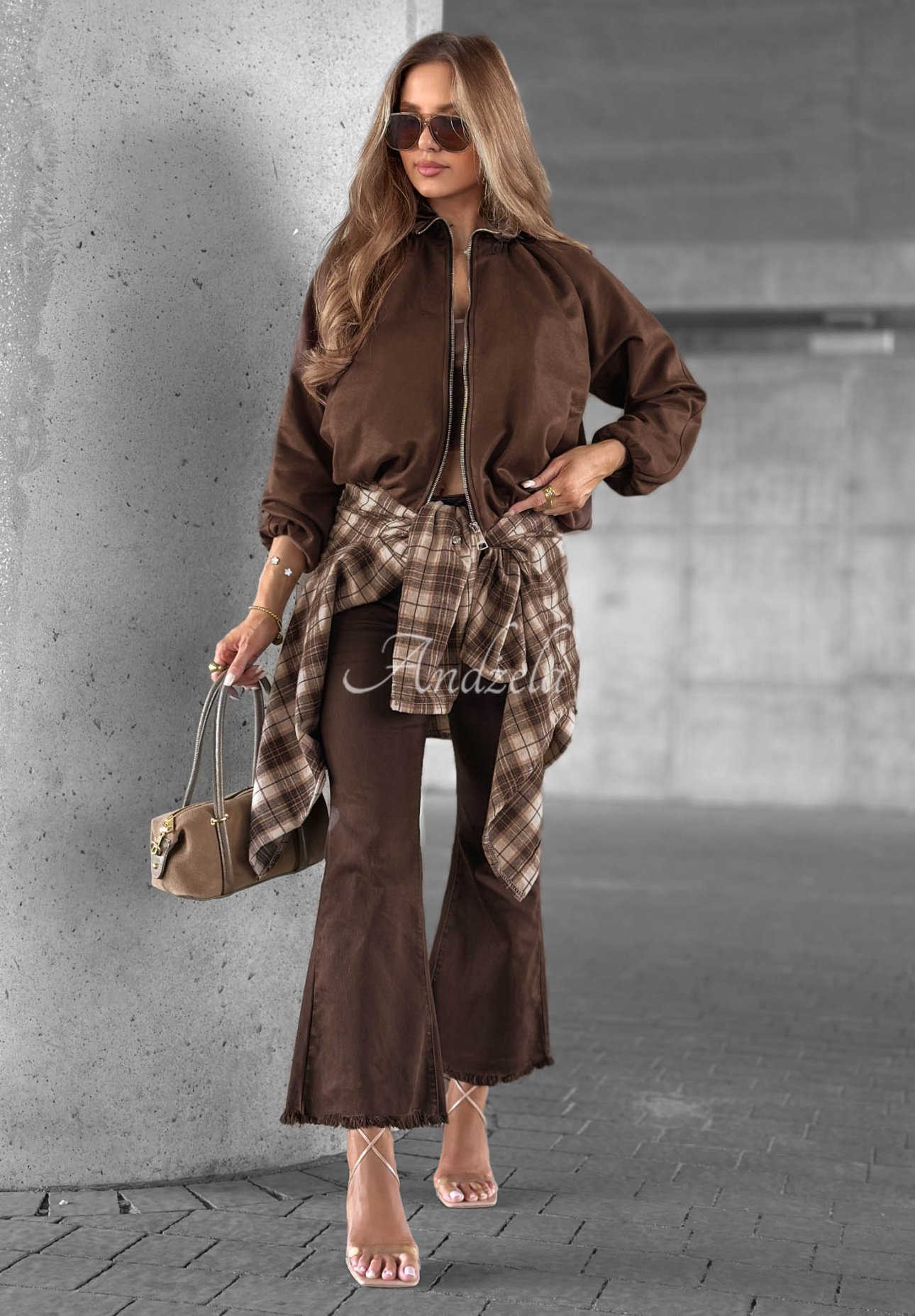 Wildlederjacke mit Stehkragen Autumn Muse Schokoladenbraun
