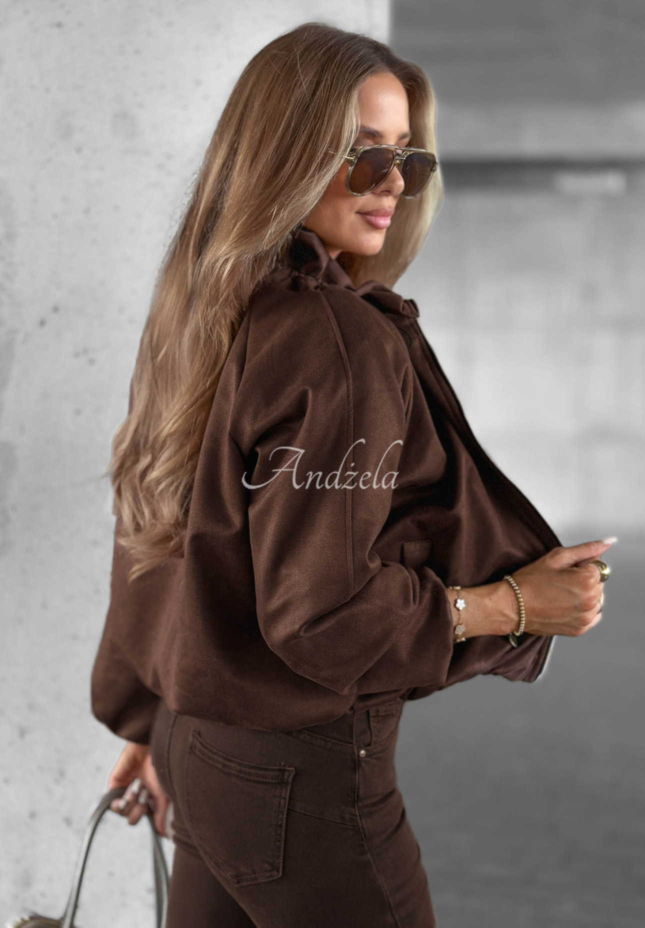 Wildlederjacke mit Stehkragen Autumn Muse Schokoladenbraun