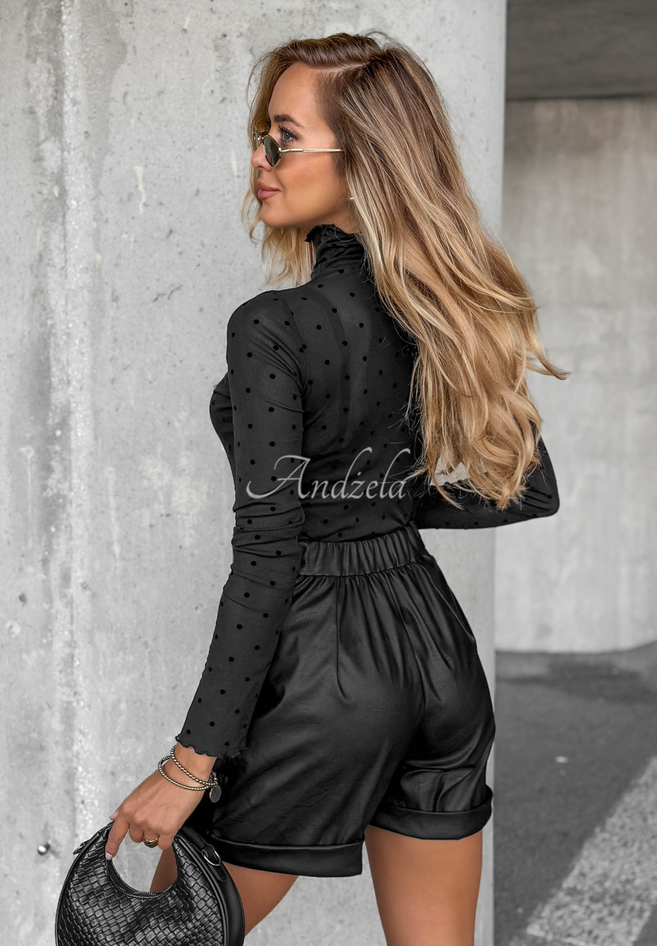 Mesh-Bluse mit Punkten Silent Beauty Schwarz