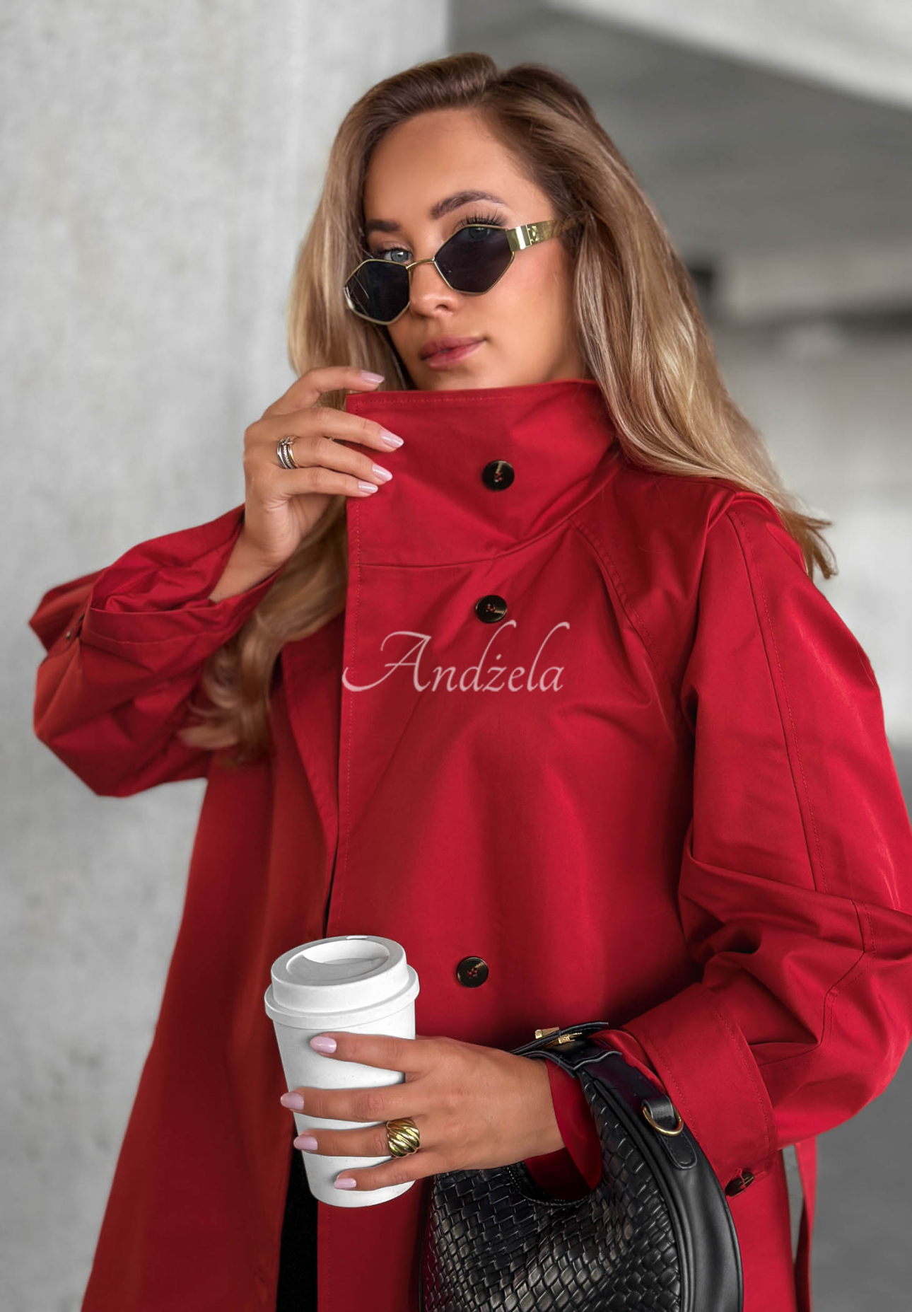 Trenchcoat mit Gürtel und Kragen Afterlight Rot