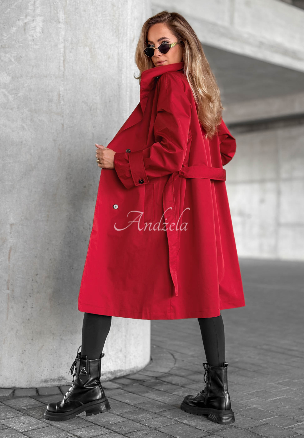 Trenchcoat mit Gürtel und Kragen Afterlight Rot