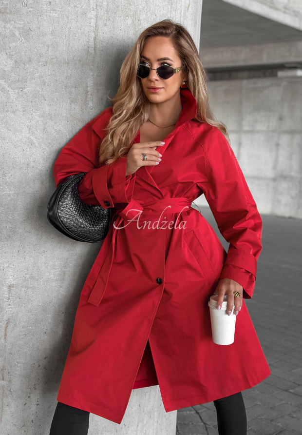 Trenchcoat mit G&uuml;rtel und Kragen Afterlight Rot