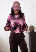 Welurowy Sweat Set w kwiaty Floral Kiss Schokoladenbraun