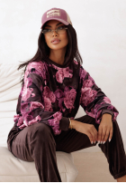 Welurowy Sweat Set w kwiaty Floral Kiss Schokoladenbraun