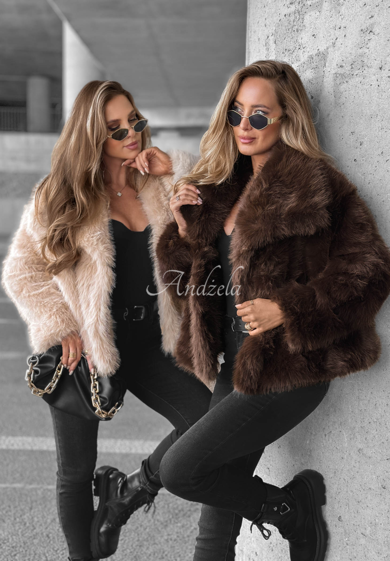Kurzer Mantel aus Kunstfell Autumn Romance Beige