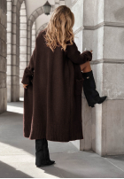 Lange oversized Strickjacke mit Taschen Marbelio Schokoladenbraun