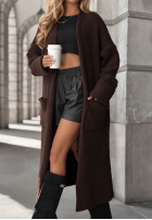 Lange oversized Strickjacke mit Taschen Marbelio Schokoladenbraun