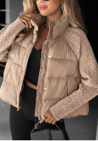 Puchowa Jacke z dzianinowymi wstawkami Never Leave Schokoladenbraun