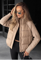 Puchowa Jacke z dzianinowymi wstawkami Never Leave Schokoladenbraun