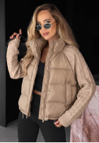 Puchowa Jacke z dzianinowymi wstawkami Never Leave Schokoladenbraun