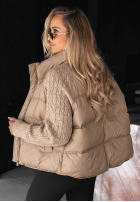 Puchowa Jacke z dzianinowymi wstawkami Never Leave Schokoladenbraun