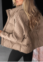 Puchowa Jacke z dzianinowymi wstawkami Never Leave Schokoladenbraun