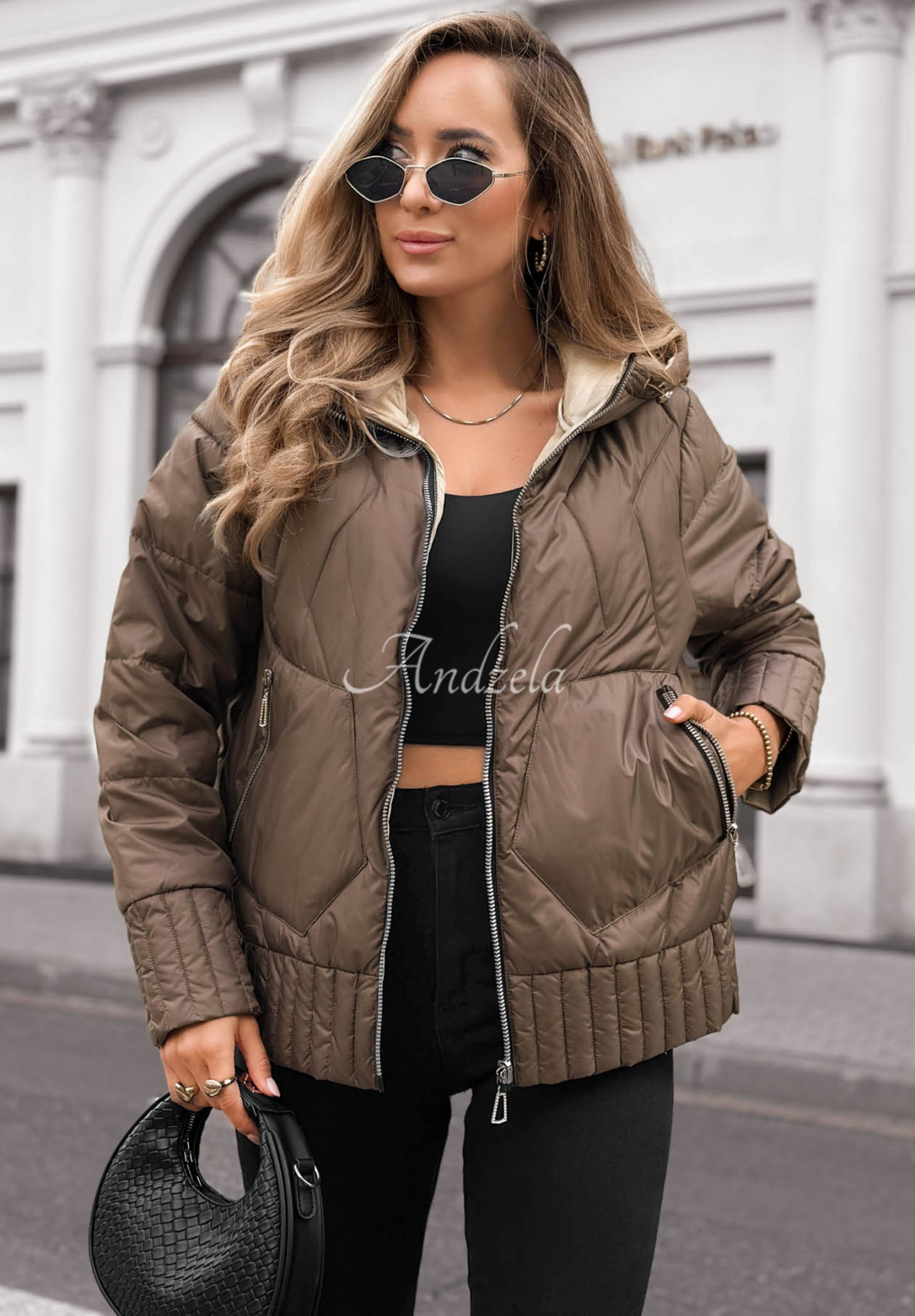 Wendbare, gesteppte Jacke mit Kapuze Forest Breeze Schokoladenbraun
