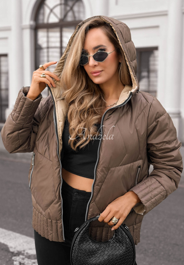 Wendbare, gesteppte Jacke mit Kapuze Forest Breeze Schokoladenbraun