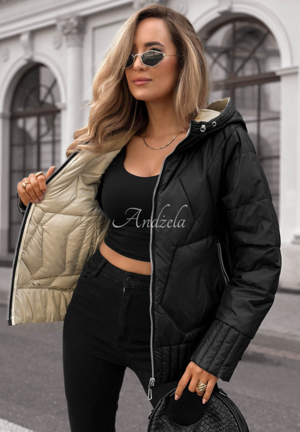 Wendbare, gesteppte Jacke mit Kapuze Forest Breeze Schwarz