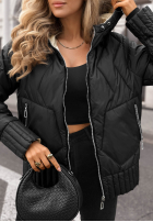 Pikowana Jacke z kapturem Forest Breeze Schwarz