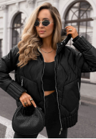 Pikowana Jacke z kapturem Forest Breeze Schwarz
