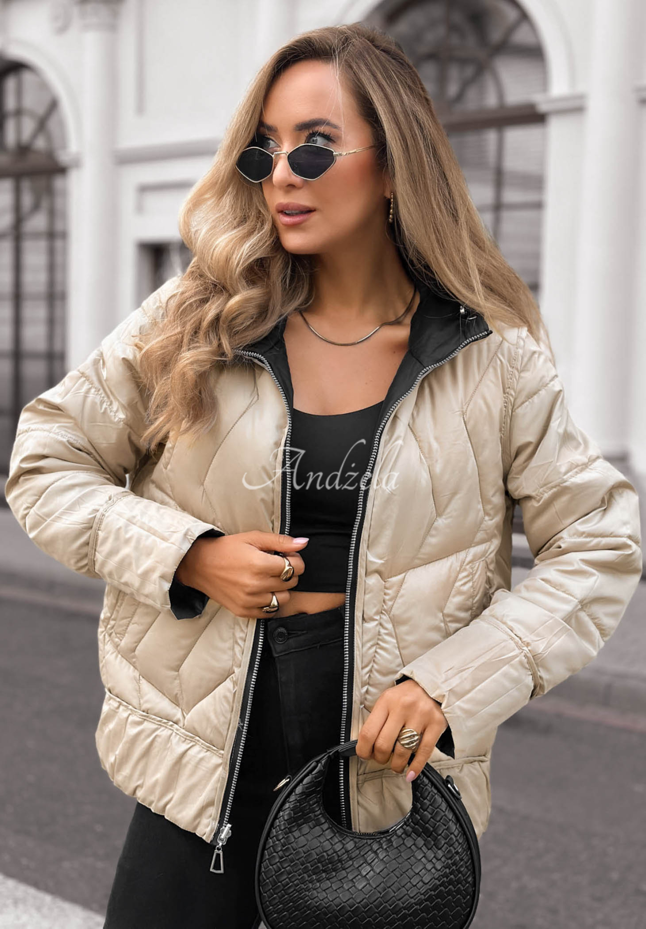 Wendbare, gesteppte Jacke mit Kapuze Forest Breeze Schwarz