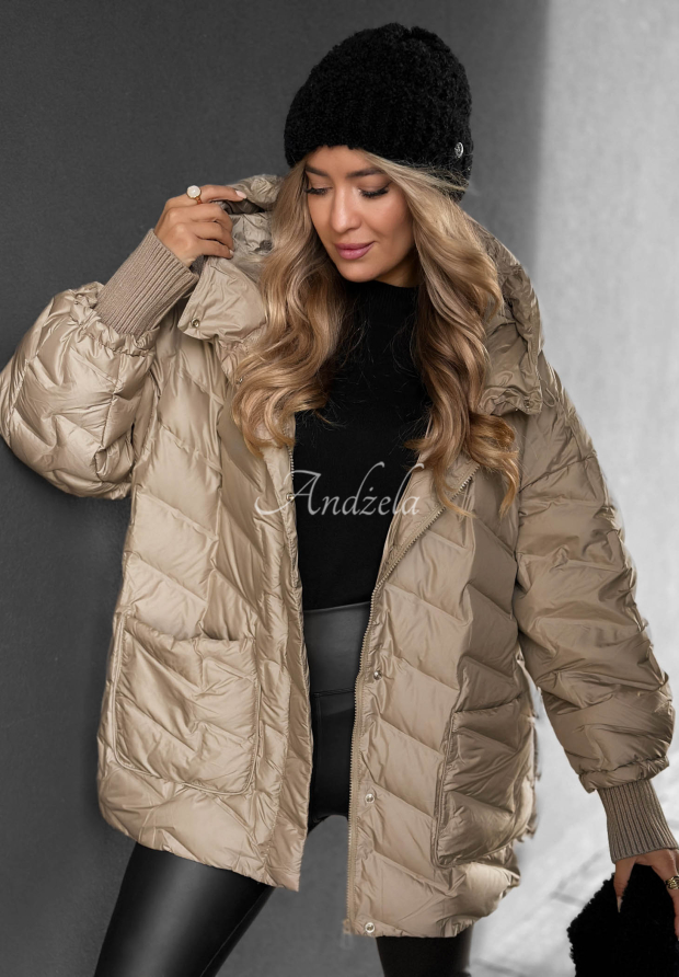 Daunenjacke mit Kapuze Choose Yourself Beige