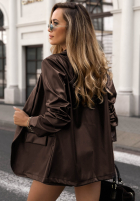 Skórzana Blazer z kołnierzykiem Leather Muse Schokoladenbraun