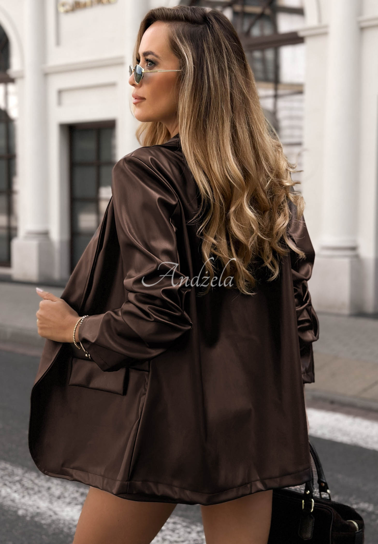 Lederblazer mit Kragen Leather Muse Schokoladenbraun