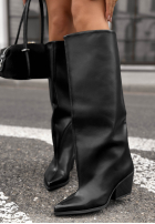 Lange skórzane Stiefel na słupku City Crowds Schwarz