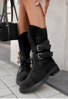 zamszowe Stiefeletten workery z klamrami Modern Walk Schokoladenbraun