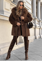 Mantel alpaka z futerkiem Autumn Walk Beige