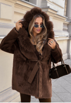Mantel alpaka z futerkiem Autumn Walk Beige