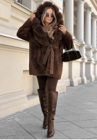 Mantel alpaka z futerkiem Autumn Walk Beige