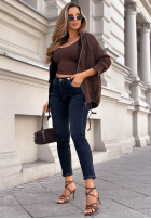 Zamszowa Jacke z kieszeniami Honey Latte Schokoladenbraun