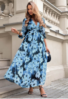 Kwiecista Kleid midi z dekoltem Moon Avenue Blau