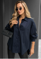 Elegancka bawełniana Hemd oversize z kołnierzem Prestige Harbor Dunkelblau
