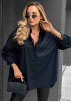 Elegancka bawełniana Hemd oversize z kołnierzem Prestige Harbor Dunkelblau