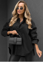 Elegancka bawełniana Hemd oversize z kołnierzem Prestige Harbor Schwarz