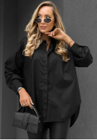 Elegancka bawełniana Hemd oversize z kołnierzem Prestige Harbor Schwarz