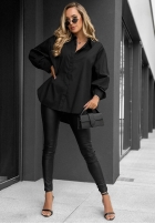 Elegancka bawełniana Hemd oversize z kołnierzem Prestige Harbor Schwarz