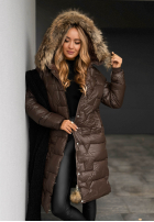 Pikowana Jacke z futerkiem Frostbite Schokoladenbraun