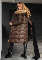 Pikowana Jacke z futerkiem Frostbite Schokoladenbraun