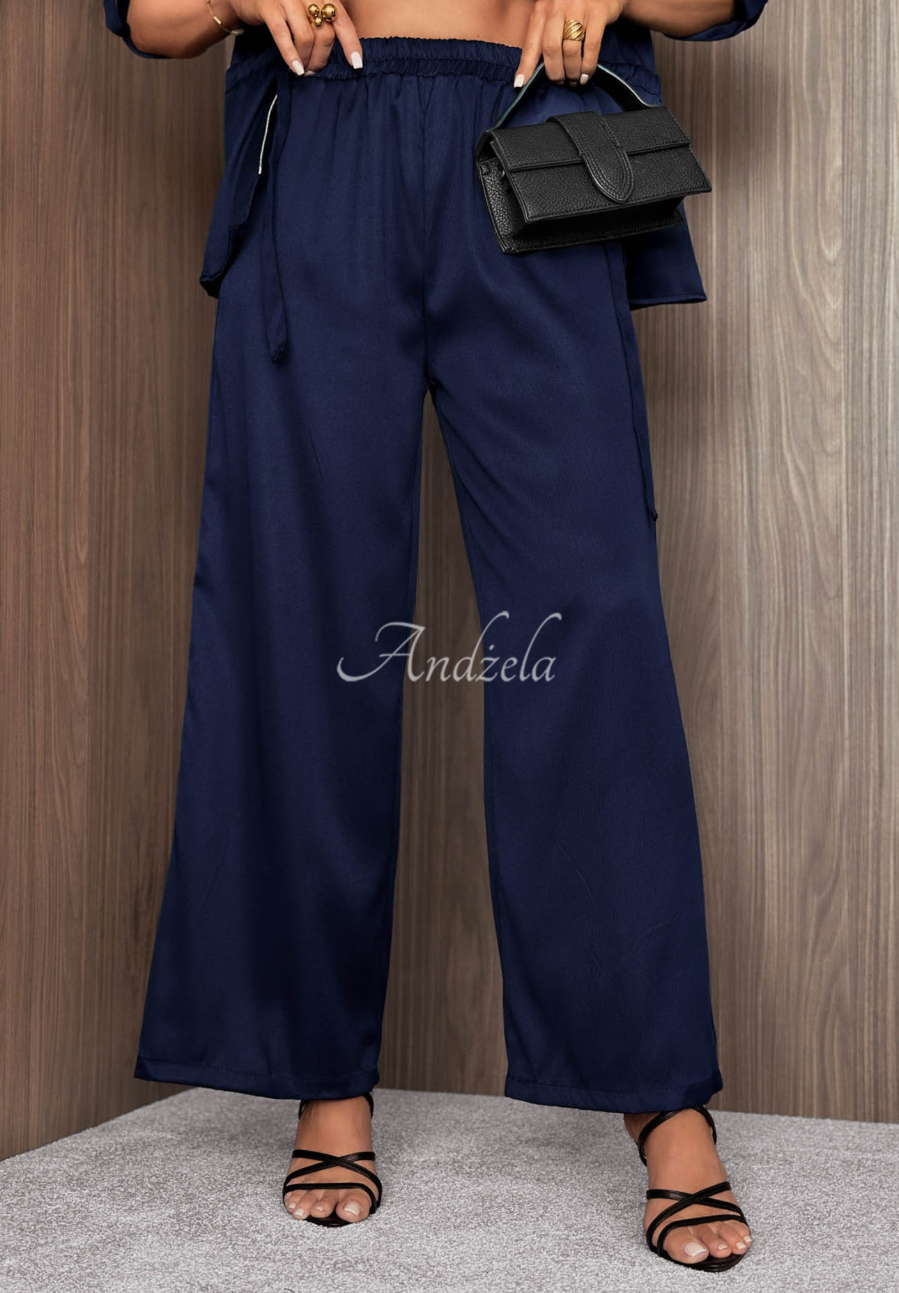 Set Leichte Jacke mit Verschluss und Wide-Leg-Hose Autumn Pearl Dunkelblau