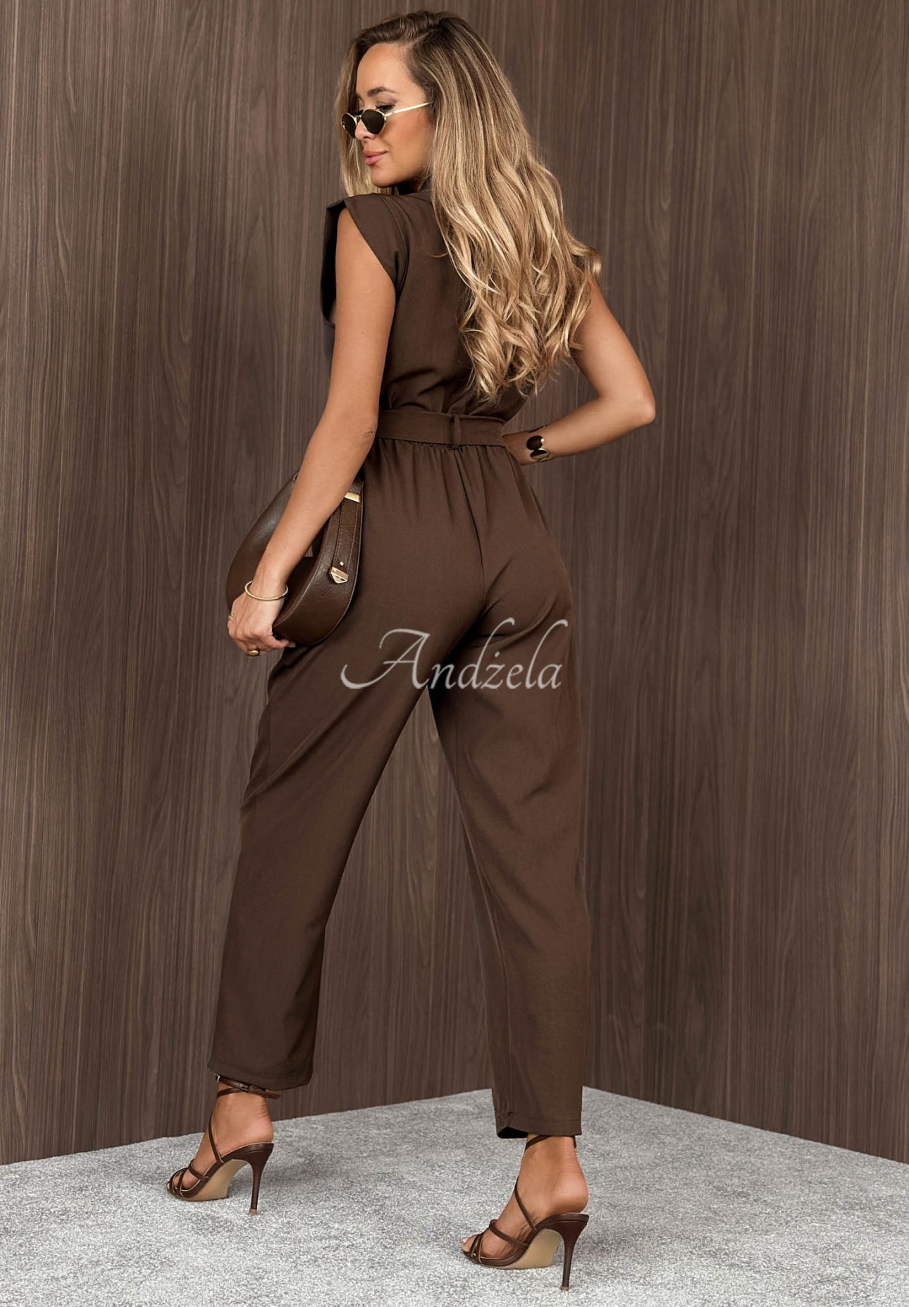 Langer Overall mit Gürtel Cinnamon Glow Schokoladenbraun
