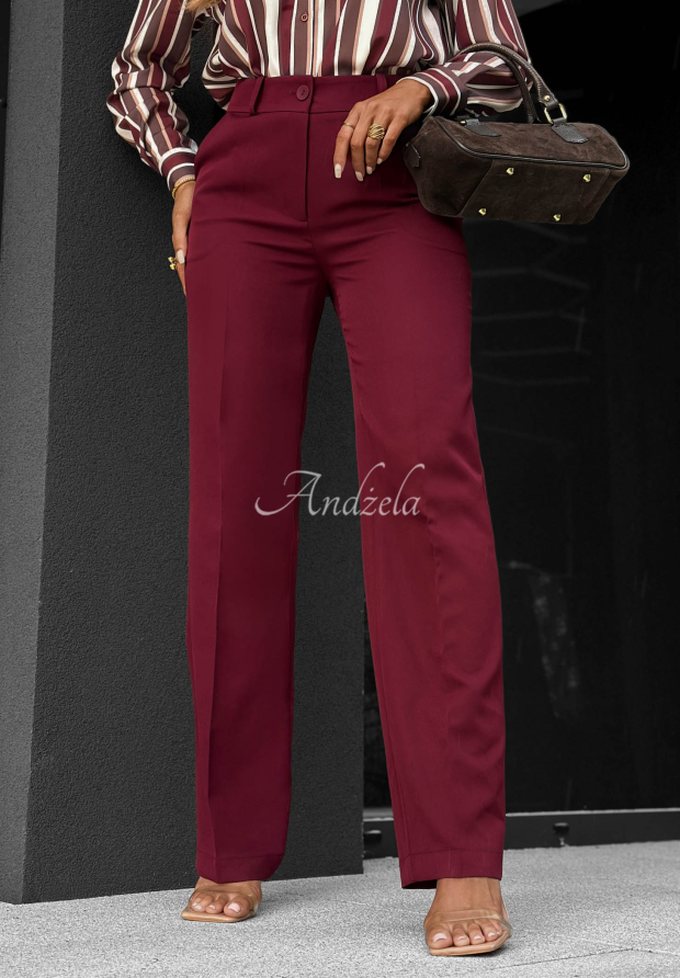 Elegante Hose wide leg aus Viskose Perfect Timing Burgunderrot