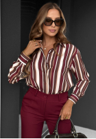 Hemd w paski Velvet Dream burgundowo-Schokoladenbraun
