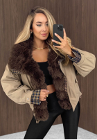 Krótka Jacke z futerkiem Amber Charm Beige