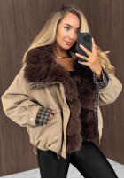 Krótka Jacke z futerkiem Amber Charm Beige